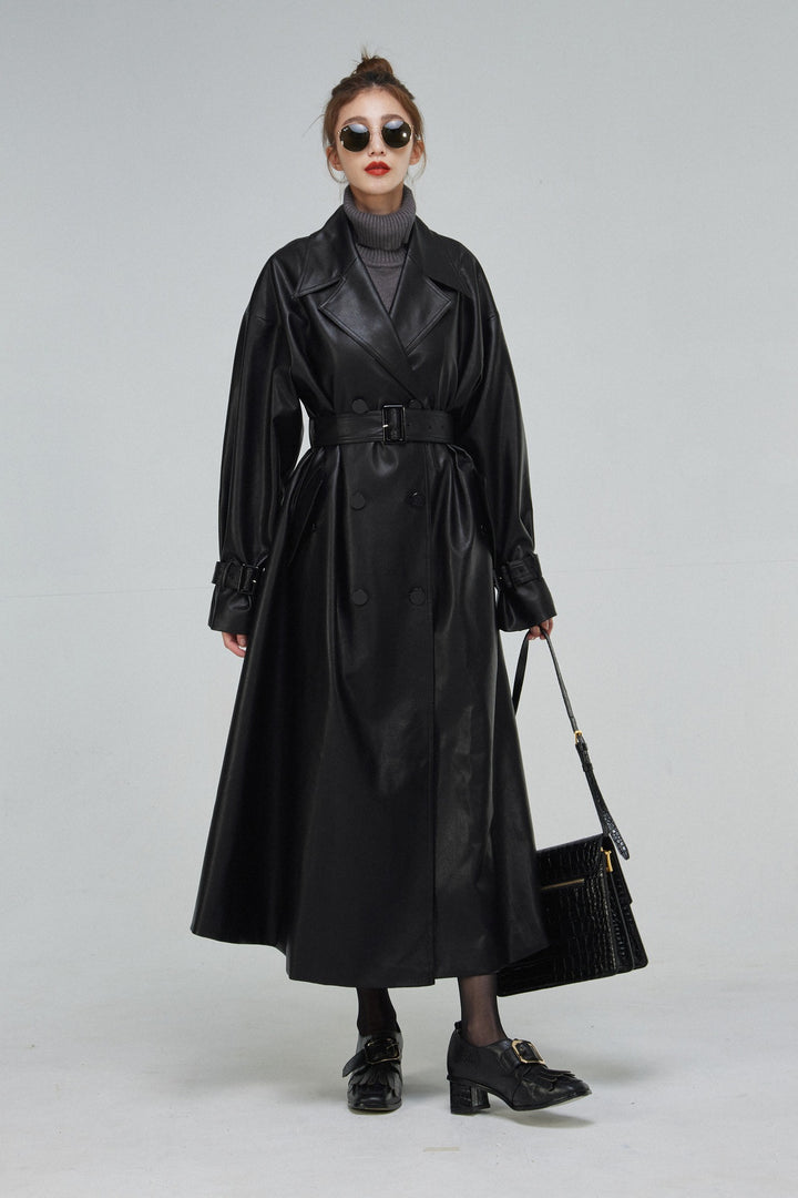 韓国製 ブラック ステッチデザイン ペイズリー柄 マキシ丈 ロングレザーコート da8_720x.jpg?v=1763367976