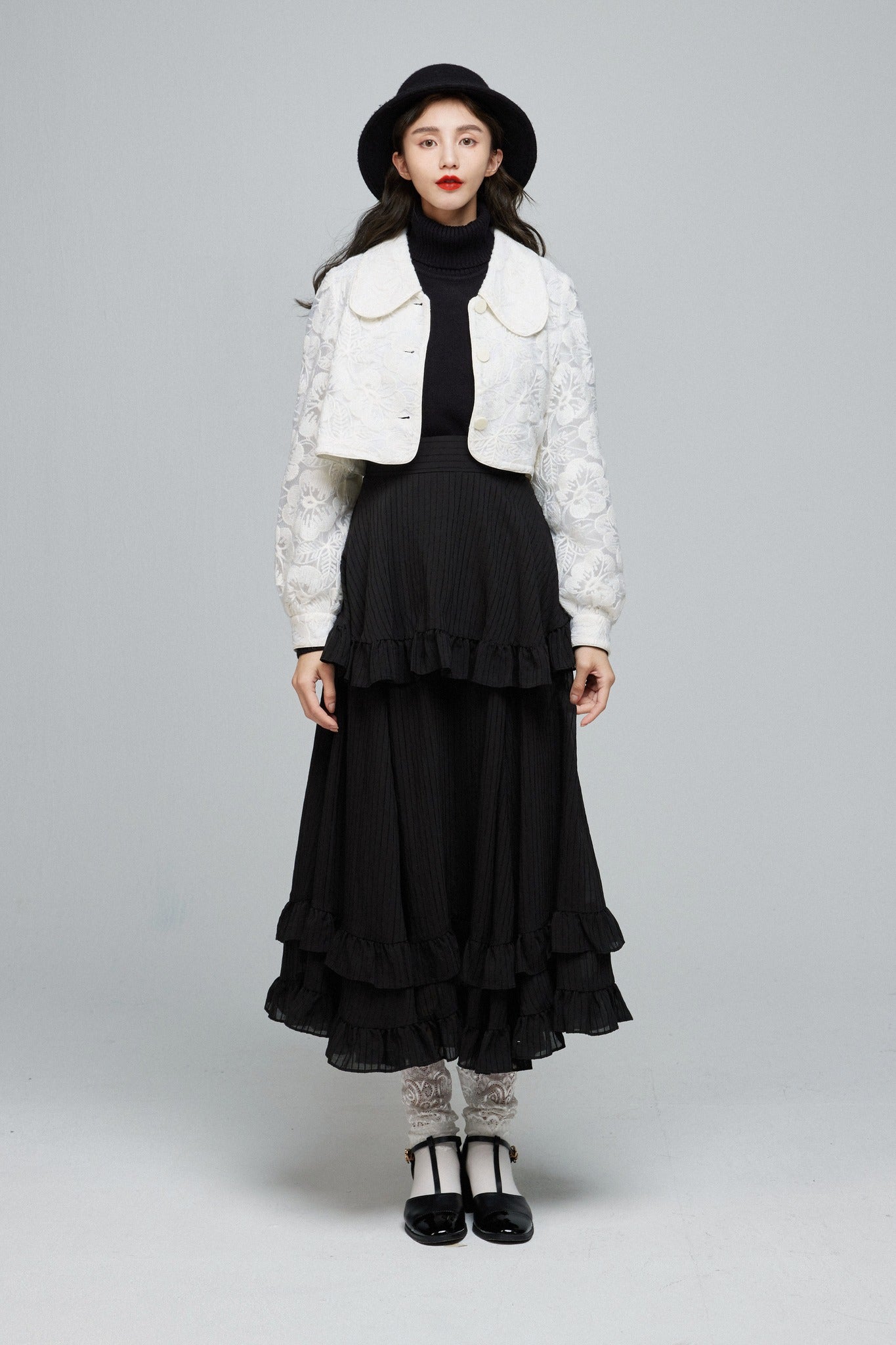 月の呪文を唱えて》レイヤードフリルスカート-Black – Tnewties