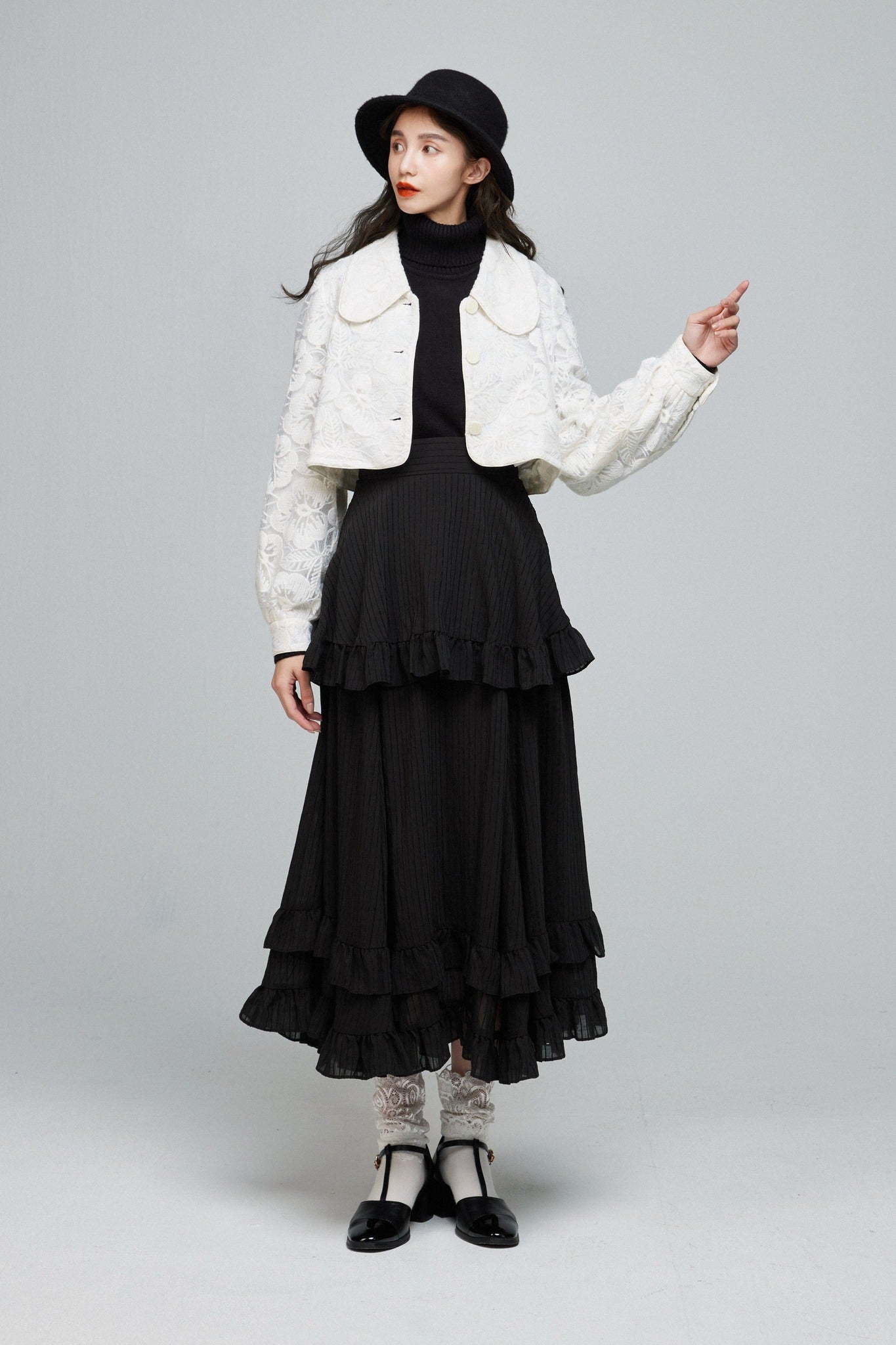 月の呪文を唱えて》レイヤードフリルスカート-Black – Tnewties